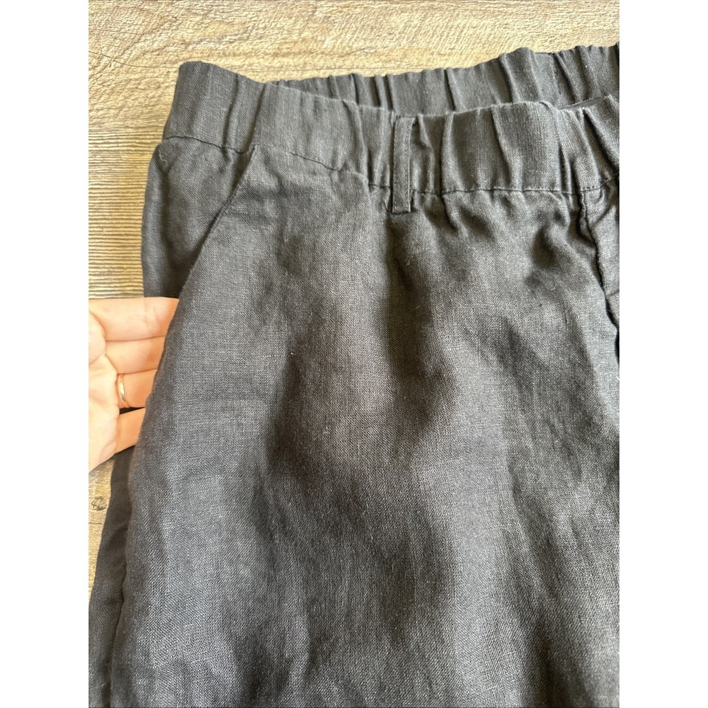 Quince 100% European Linen Wide Leg Pants Womens Medium Solid Black - Picture 5 of 14